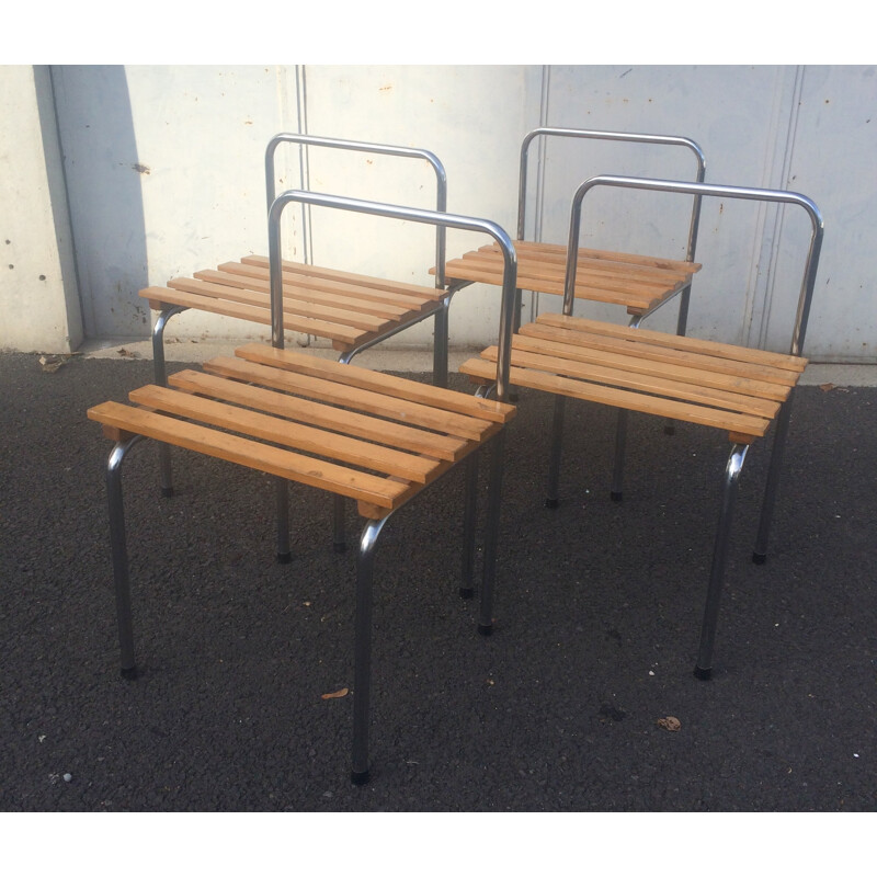 Luggage rack in metal and wood - 1960s