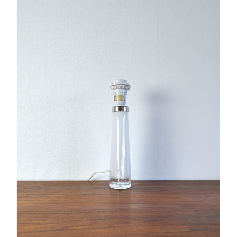 Skandinavische Vintage-Lampe aus weißem Glas von Carl Fagerlund für Orrefors, Schweden 1960