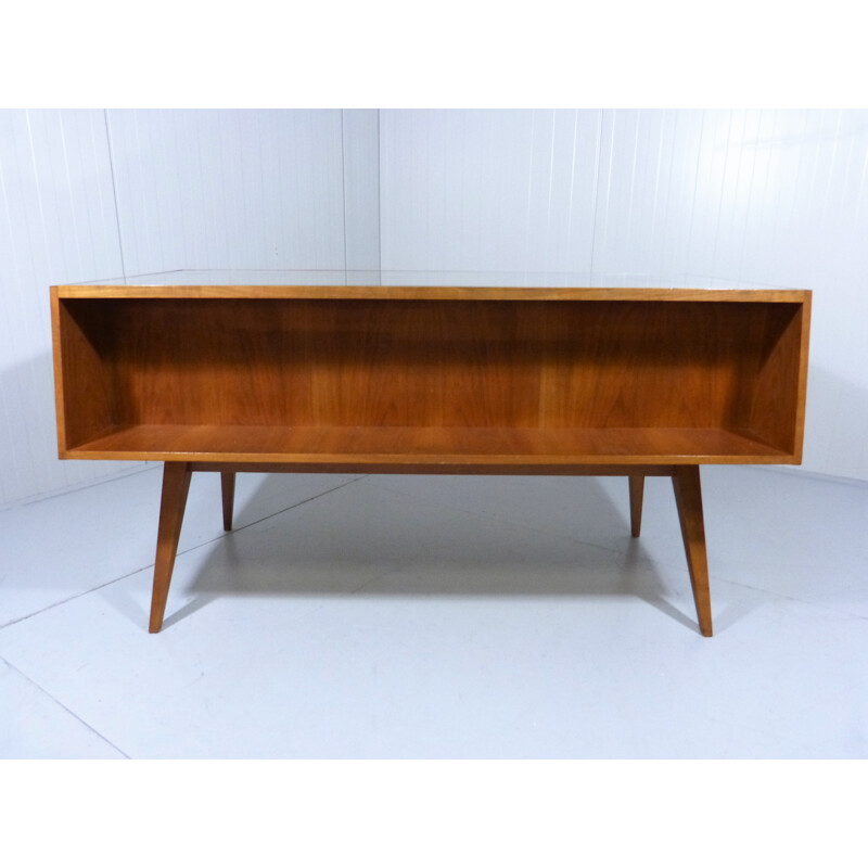 Desk in walnut veneer and glass, Franz EHRLICH - 1950s