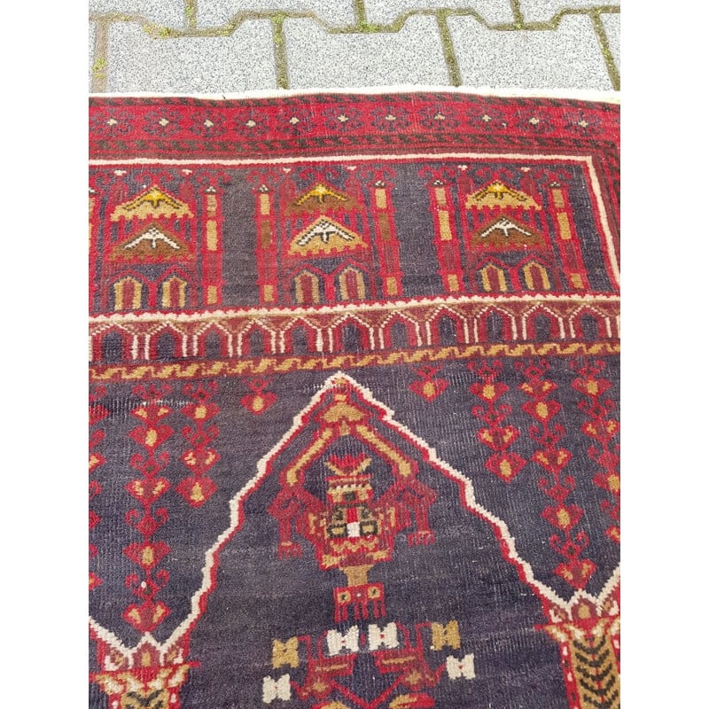 Vintage Turkish woolen prayer rug