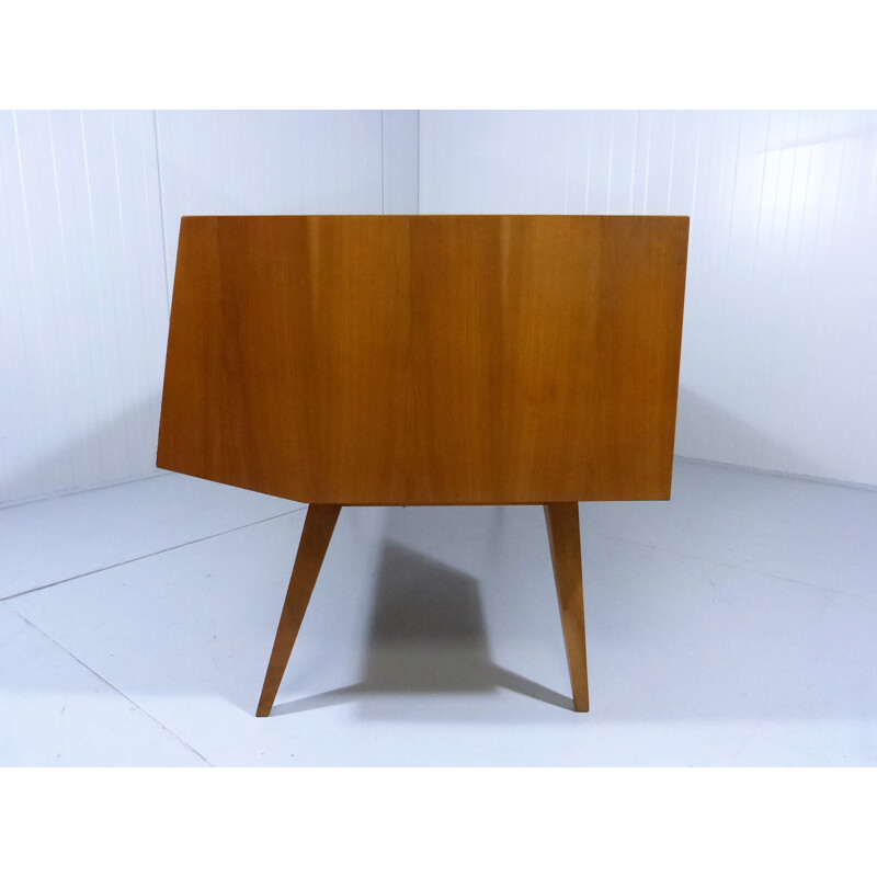 Desk in walnut veneer and glass, Franz EHRLICH - 1950s