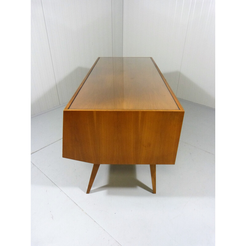 Desk in walnut veneer and glass, Franz EHRLICH - 1950s