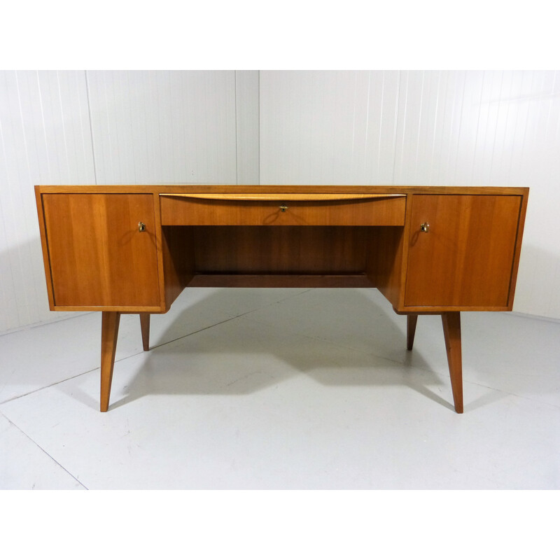 Desk in walnut veneer and glass, Franz EHRLICH - 1950s