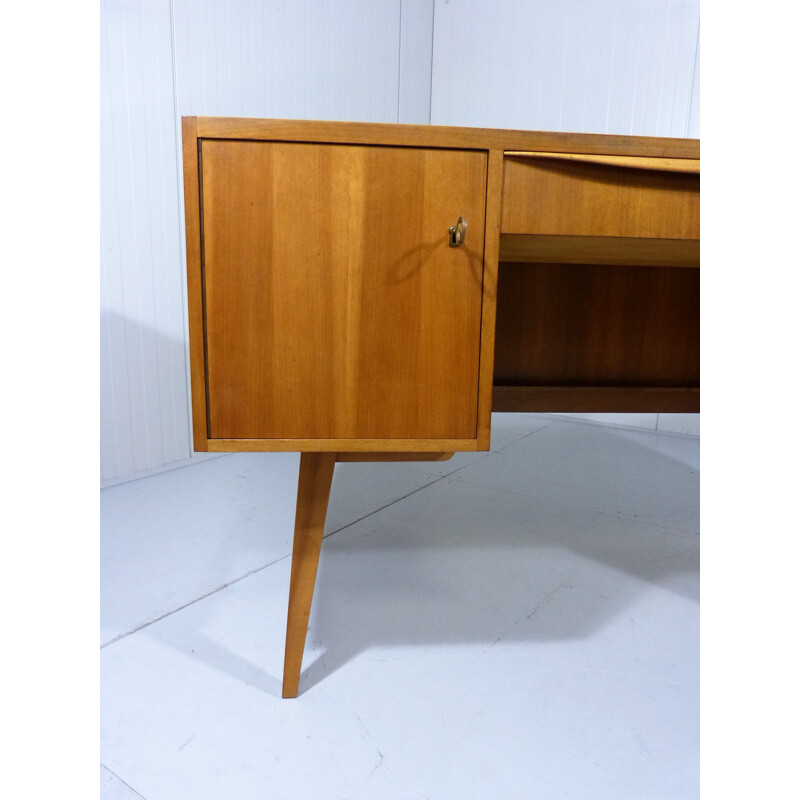 Desk in walnut veneer and glass, Franz EHRLICH - 1950s