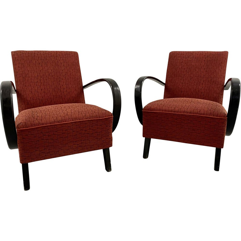 Pair of vintage bentwood armchairs by Jindrich Halabala, Czechoslovakia 1950s