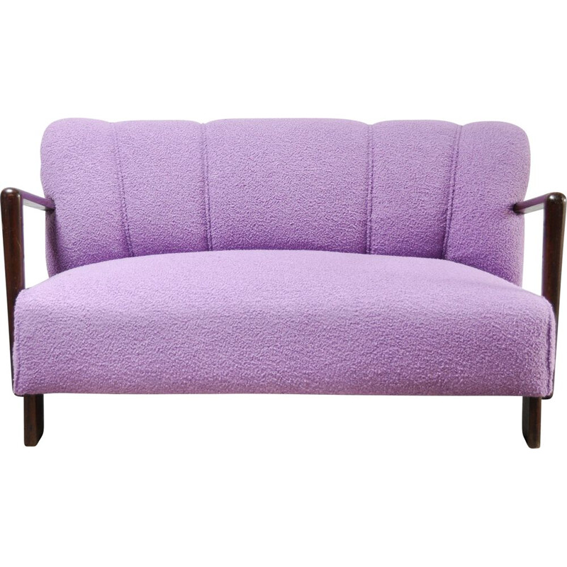 Mid-century Italian sofa in purple boucle wool, 1950s