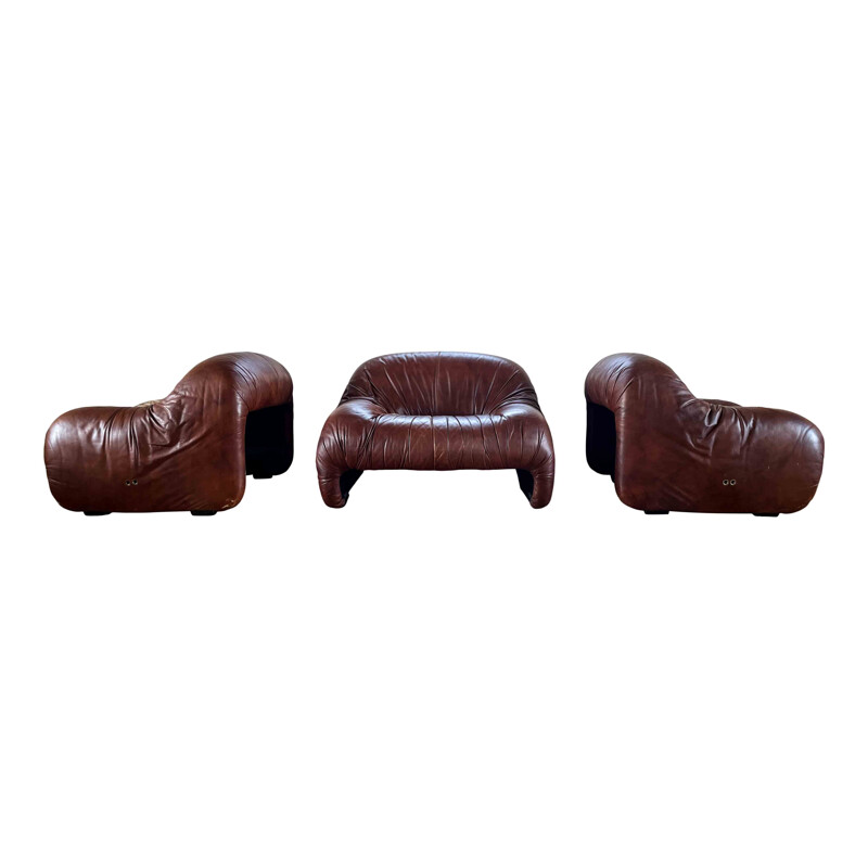 Conjunto de 3 poltronas bonanza vintage de Afra e Tobia Scarpa para C & B Italia, 1970