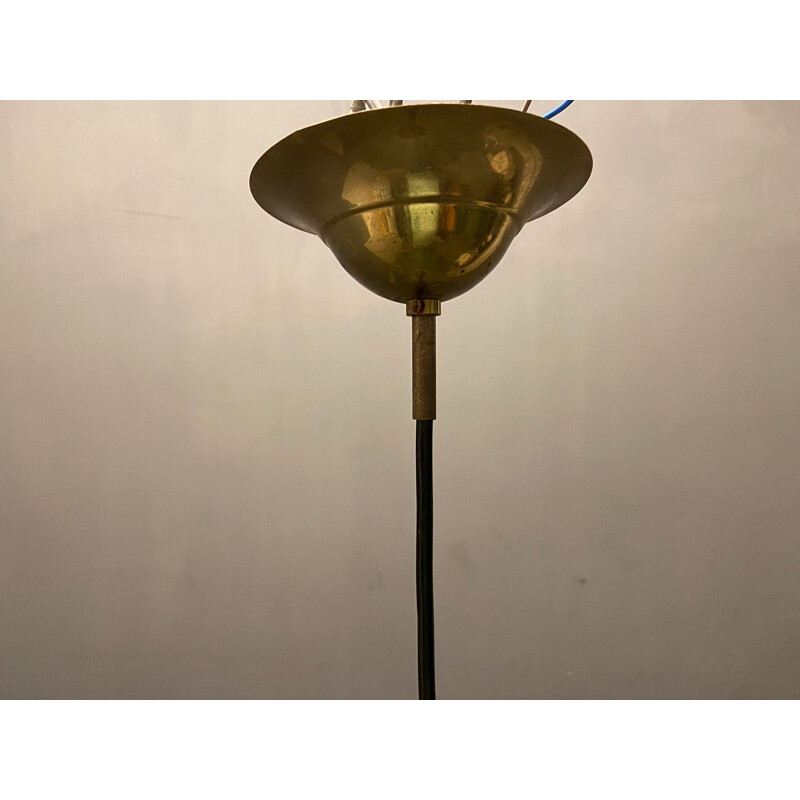 Lámpara colgante vintage de cristal satinado, Italia 1970