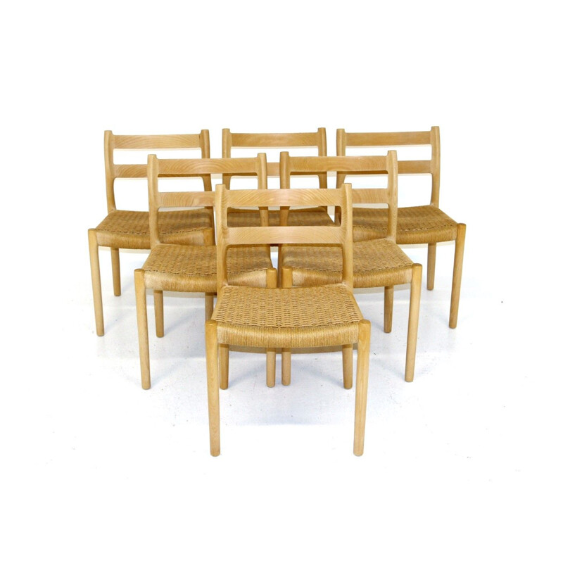 Ensemble de 6 chaises vintage en teck par Niels o Møller, 1970s