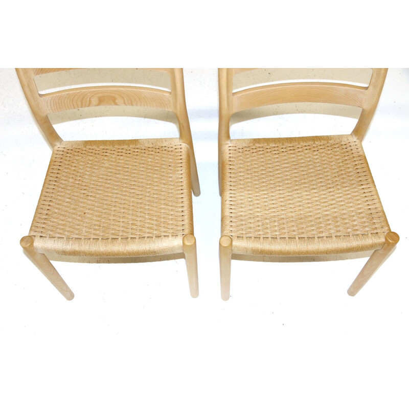 Set of 6 vintage teak chairs by Niels o Møller, 1970s