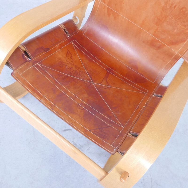 Paar vintage "Scacciapensieri" lederen fauteuils van De Pas, D'Urbino en Lomazzi voor Poltronova, Italië 1970