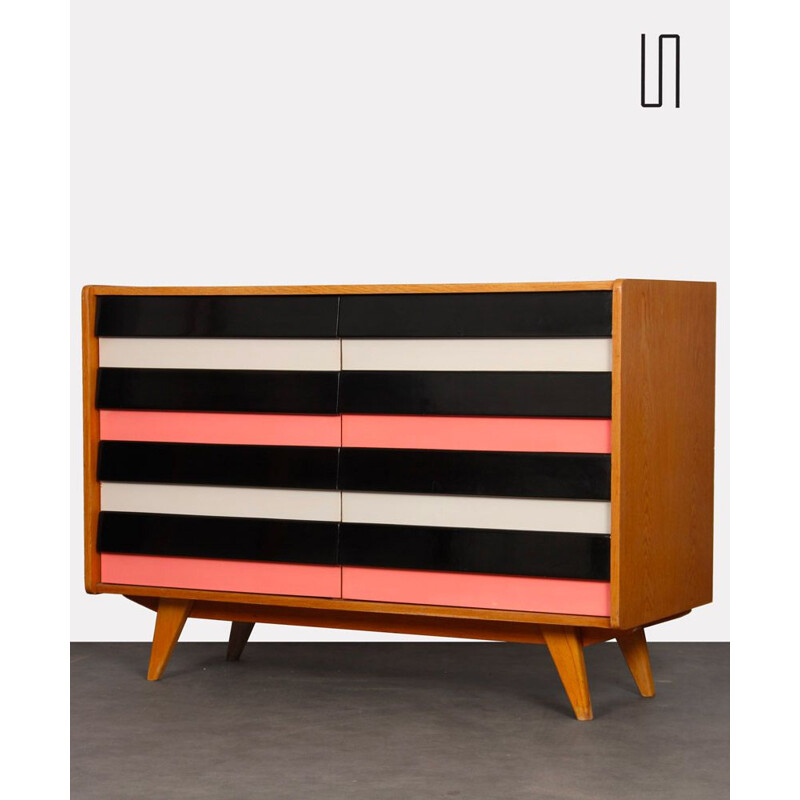 Vintage pink and white chest of drawers, model U-453, by Jiri Jiroutek, 1960