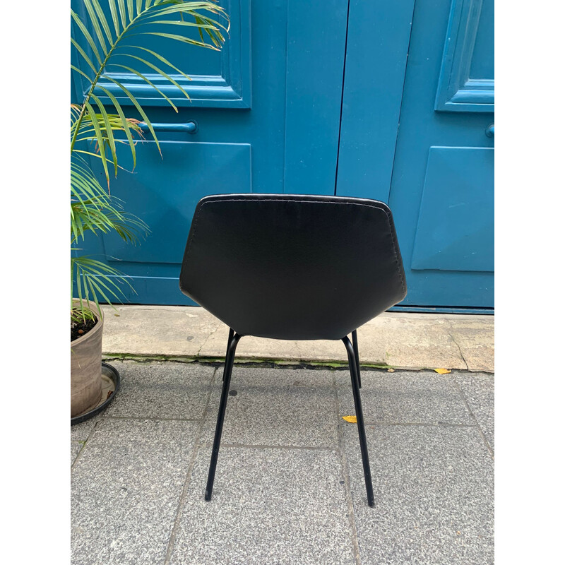 Cadeira Vintage em imitação de couro por Pierre Guariche