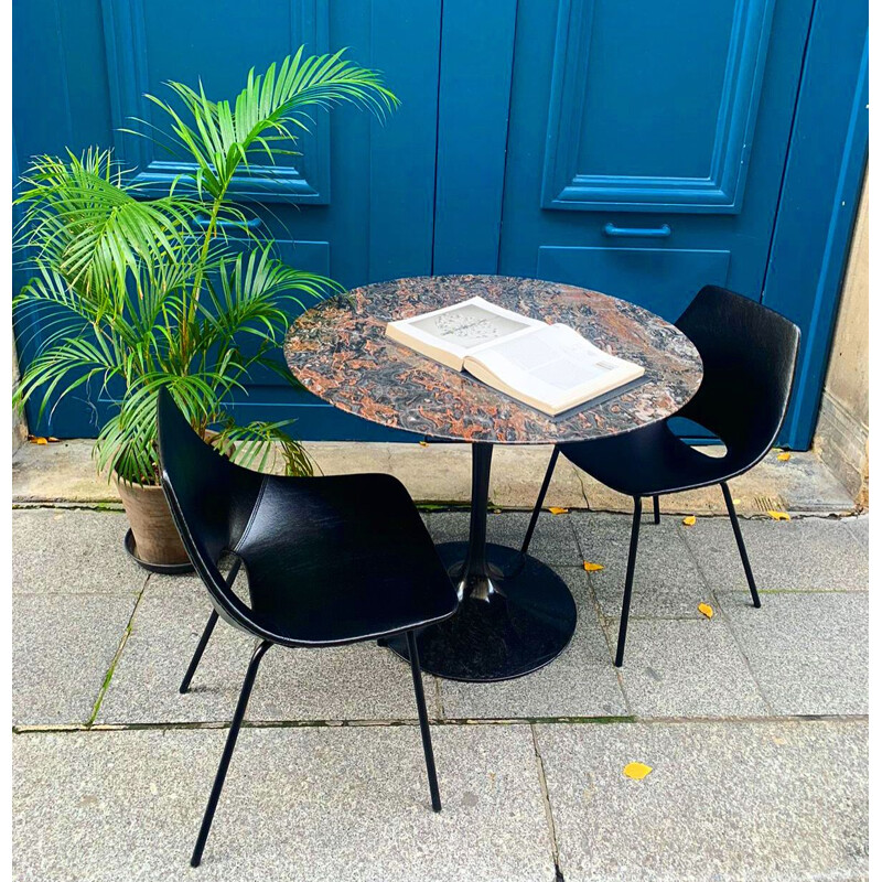 Vintage chair in imitation leather by Pierre Guariche