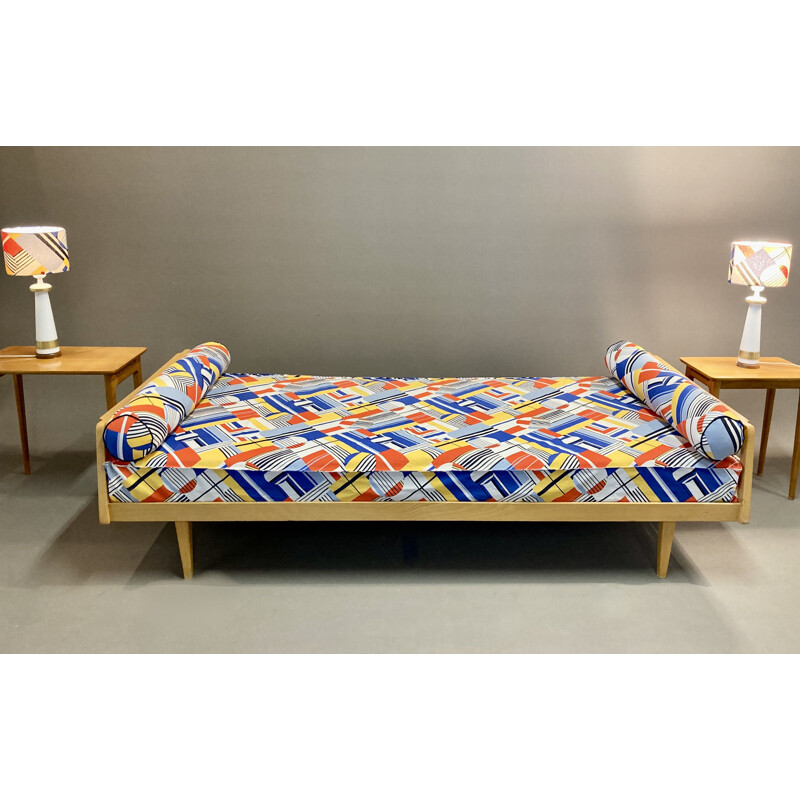 Vintage daybed with two matching lamps, 1950