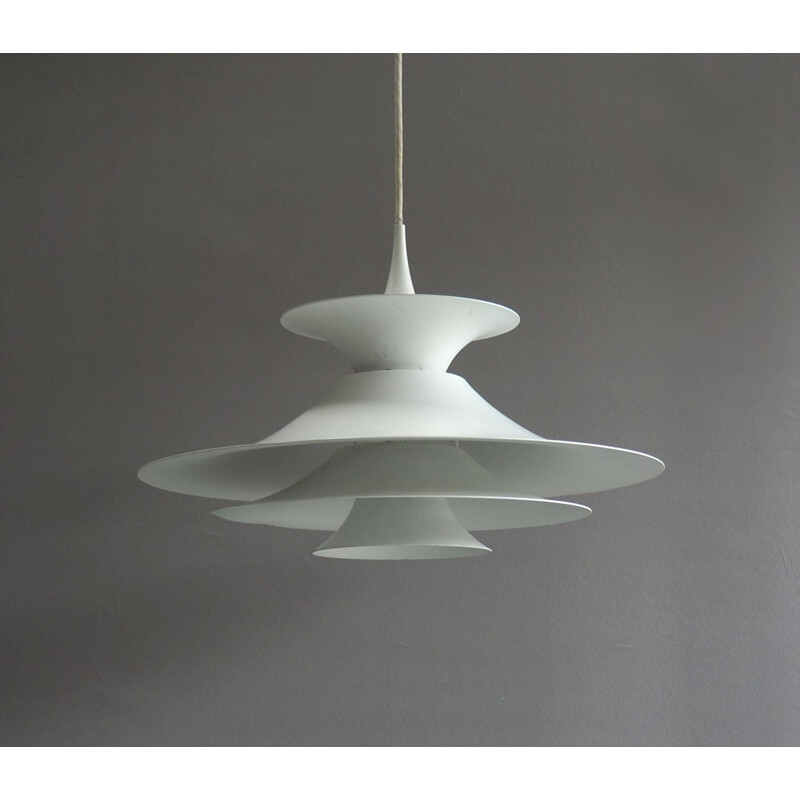 Fog & Mørup "Radius" hanging lamp in white lacquered metal, Erik BALSLEV - 1970s