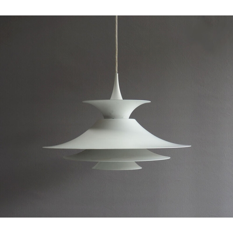 Fog & Mørup "Radius" hanging lamp in white lacquered metal, Erik BALSLEV - 1970s