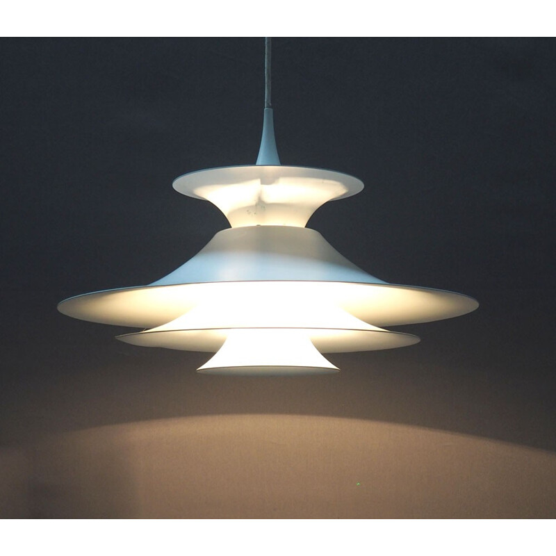 Fog & Mørup "Radius" hanging lamp in white lacquered metal, Erik BALSLEV - 1970s