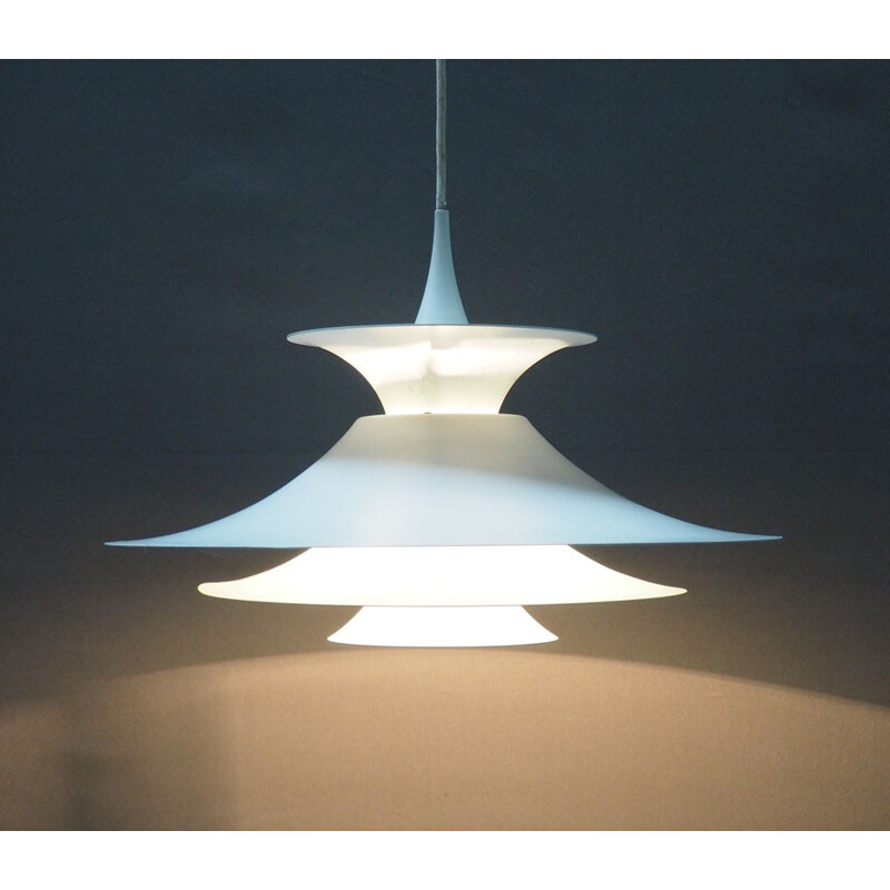 Fog & Mørup "Radius" hanging lamp in white lacquered metal, Erik BALSLEV - 1970s