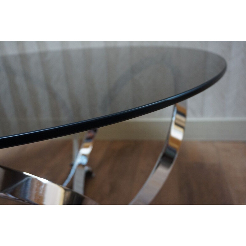 Round vintage chrome ring coffee table by Knut Hesterberg, Germany 1960