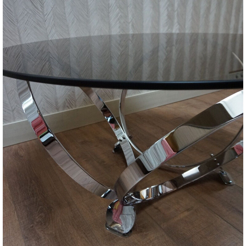 Round vintage chrome ring coffee table by Knut Hesterberg, Germany 1960