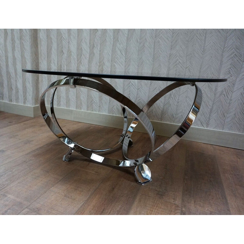 Round vintage chrome ring coffee table by Knut Hesterberg, Germany 1960