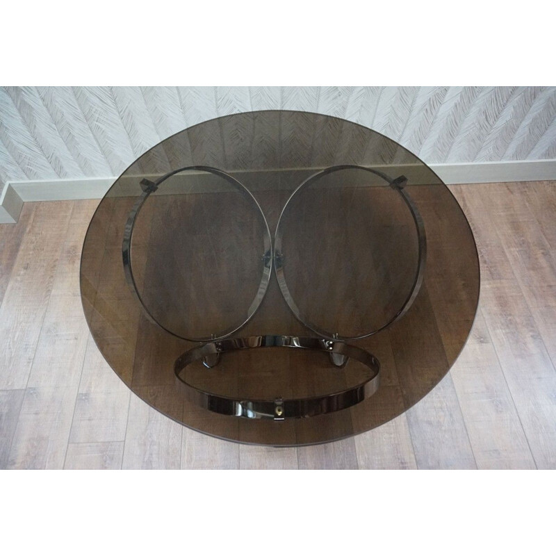Ronde vintage chromen ring salontafel van Knut Hesterberg, Duitsland 1960