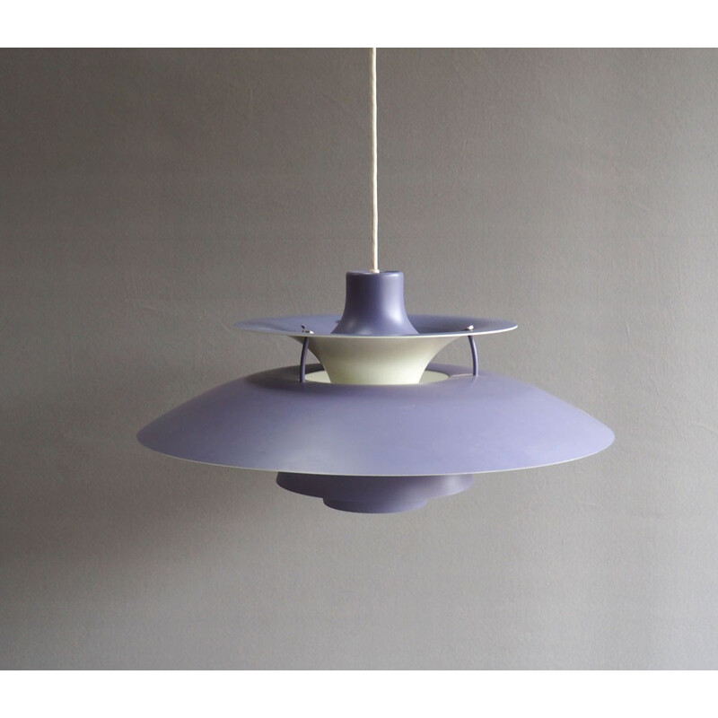 Louis Poulsen "PH5" hanging lamp in lavander painted metal, Poul HENNINGSEN - 1950s