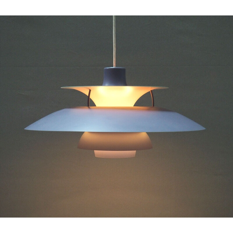 Louis Poulsen "PH5" hanging lamp in lavander painted metal, Poul HENNINGSEN - 1950s