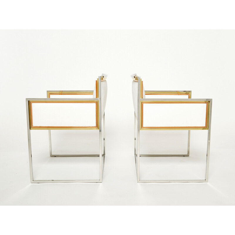 Pareja de sillones vintage de latón de Alain Delon para Jansen, 1972