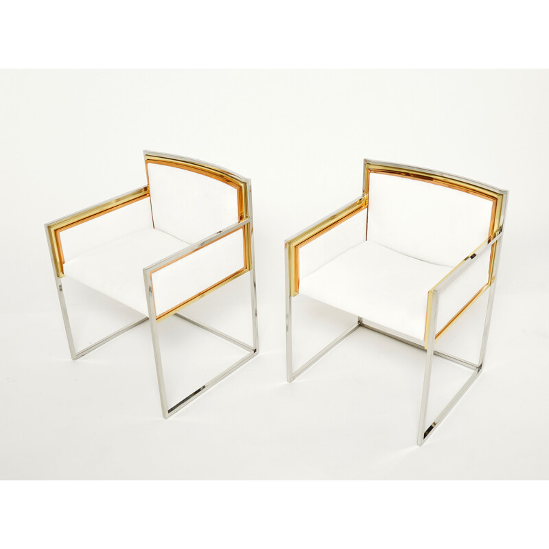 Paar vintage messing fauteuils van Alain Delon voor Jansen, 1972