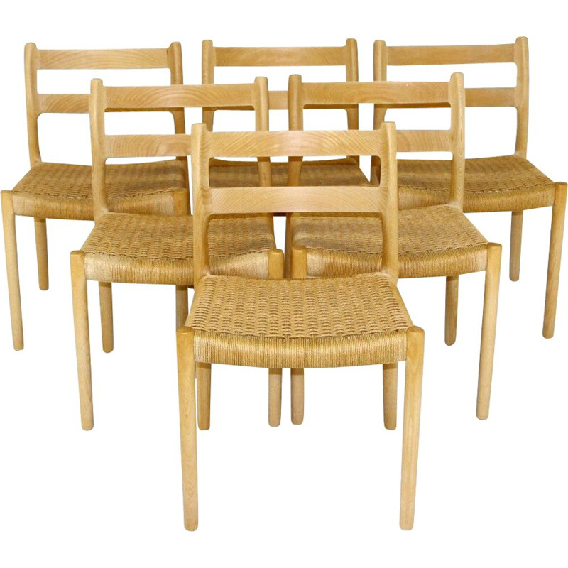 Set of 6 vintage teak chairs by Niels o Møller, 1970s