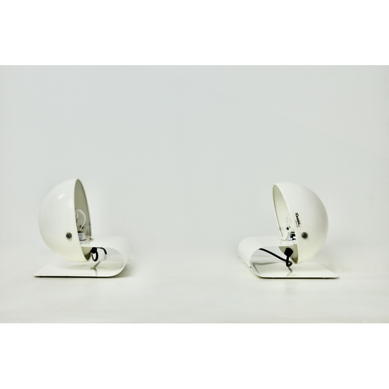 Pair of vintage Bugia white desk lamps by Giuseppe Cormio for Guzzini, 1970