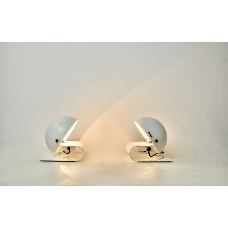 Pair of vintage Bugia white desk lamps by Giuseppe Cormio for Guzzini, 1970