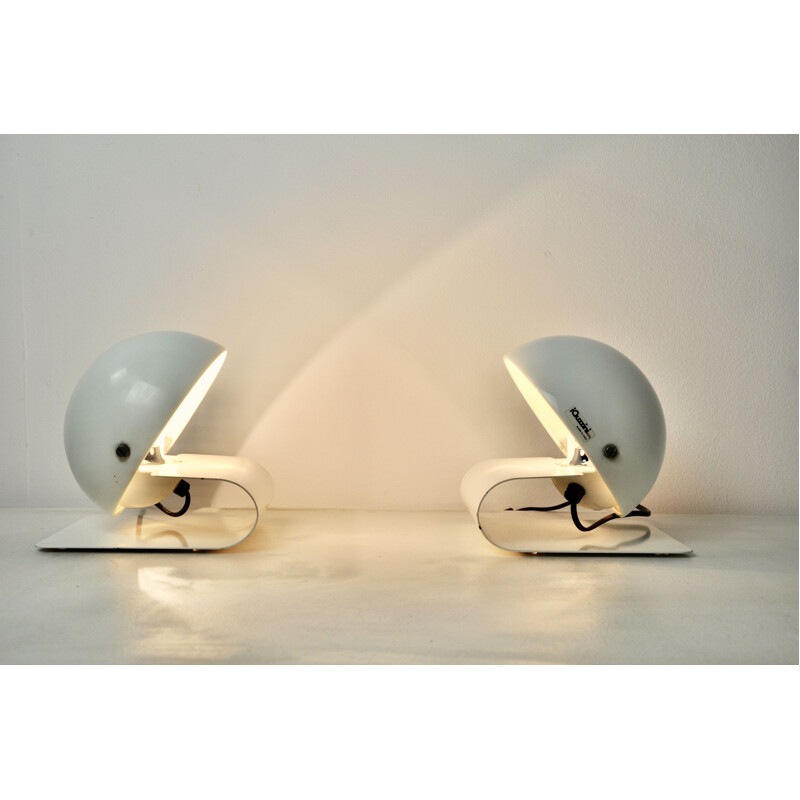 Pair of vintage Bugia white desk lamps by Giuseppe Cormio for Guzzini, 1970