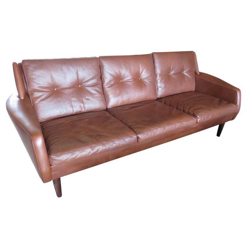 Danish sofa 3 seater in leather - 1960s
