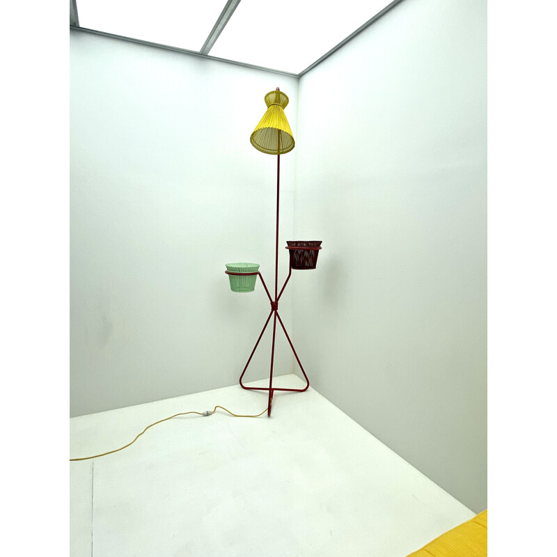 Vintage floor lamp in rigitulle by Mathieu Matégot