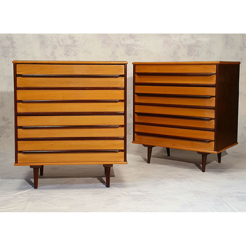 Paire de commodes brésiliennes vintage de Móveis Cimo pour Imbuia, 1950