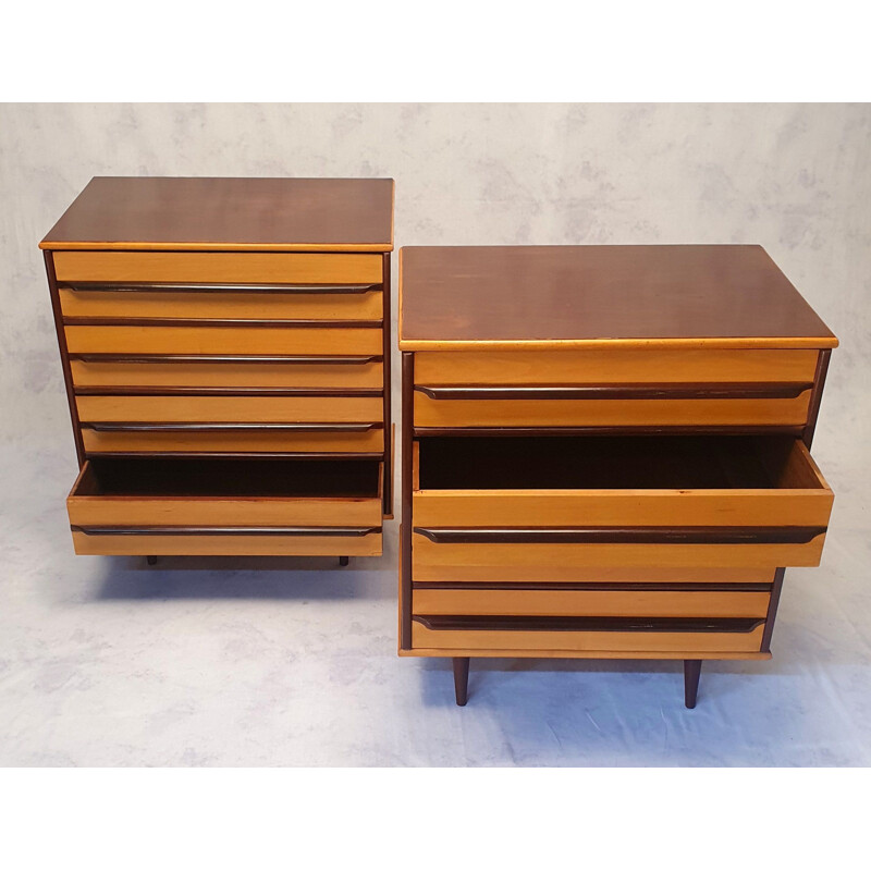 Pair of vintage Brazilian chest of drawers by Móveis Cimo for Imbuia, 1950