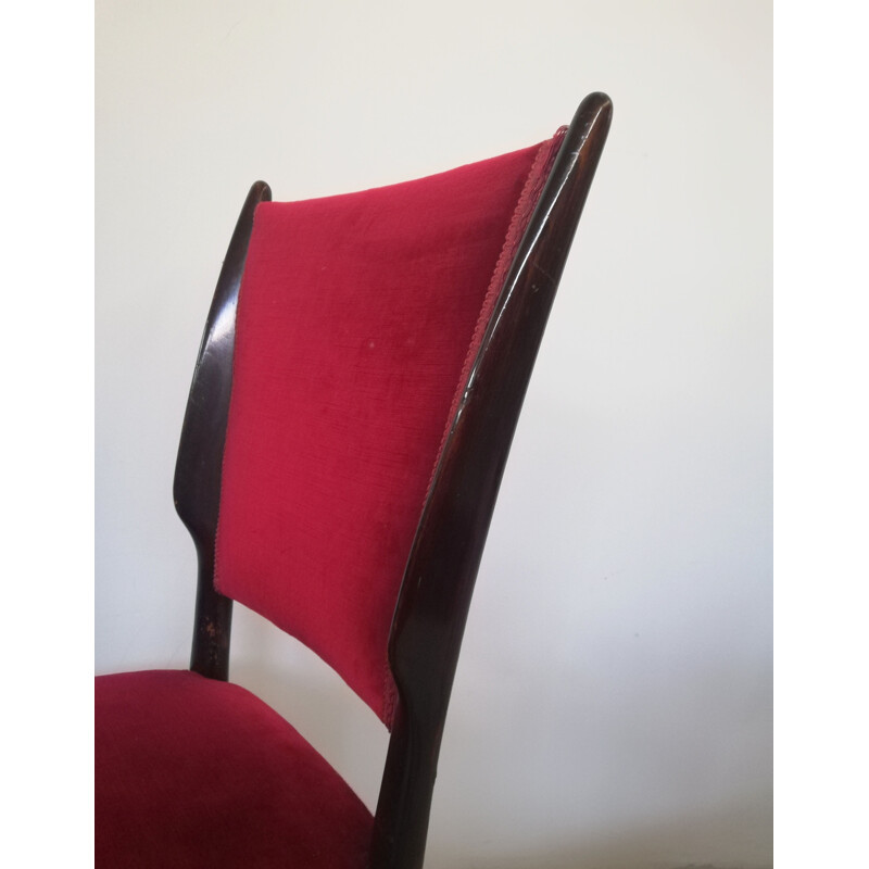 Ensemble de 6 chaises italiennes vintage en acajou, 1950