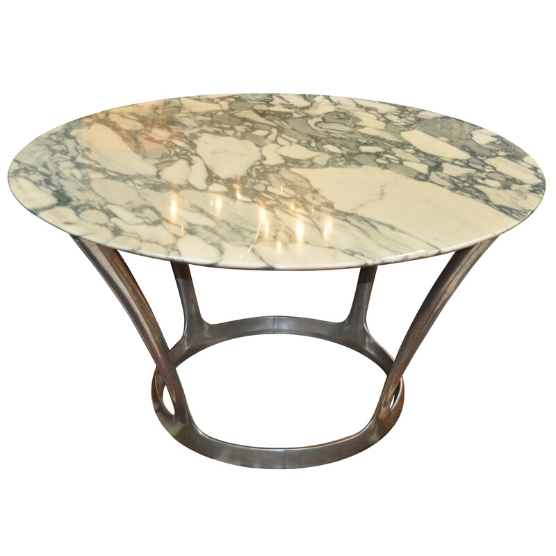 Dining table in marble "Calacata", Michel CHARRON - 1970s