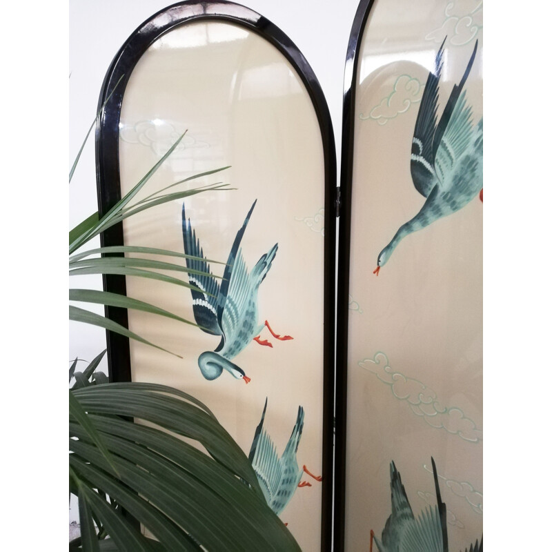 Vintage hand painted room divider, 1970