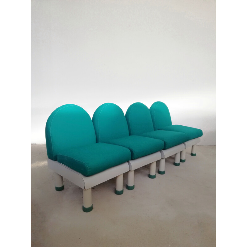 Ensemble de 4 fauteuils italiens vintage, 1980