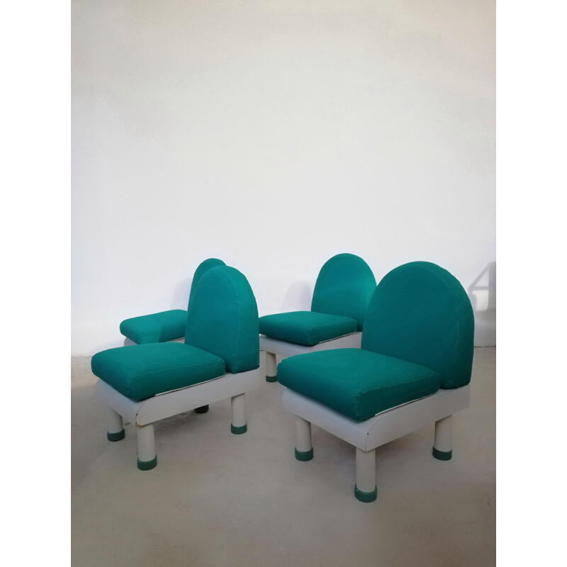 Set of 4 vintage Italian armchairs, 1980s