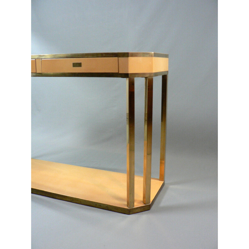 Side table in lacquered wood and brass, Jean Claude MAHEY - 1970s