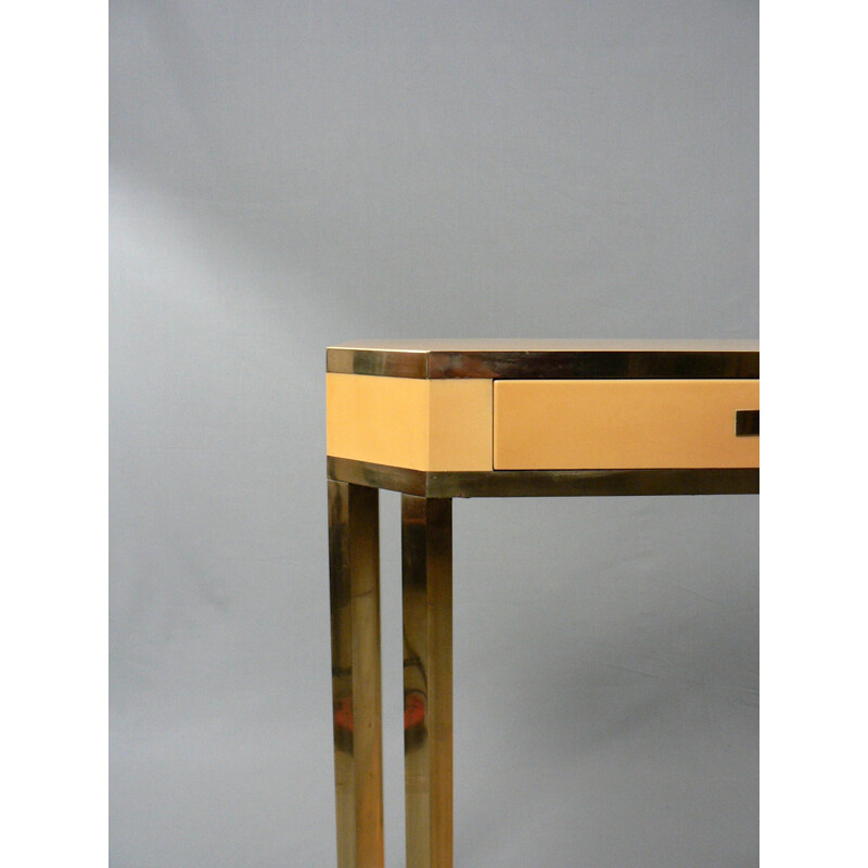 Side table in lacquered wood and brass, Jean Claude MAHEY - 1970s