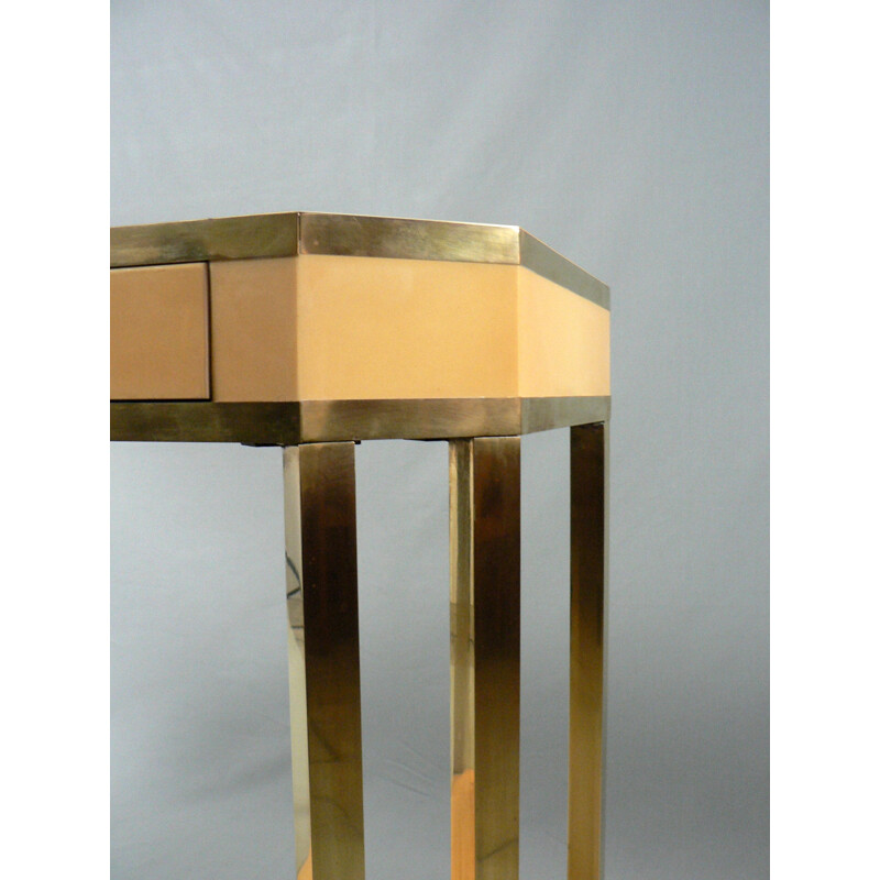 Side table in lacquered wood and brass, Jean Claude MAHEY - 1970s