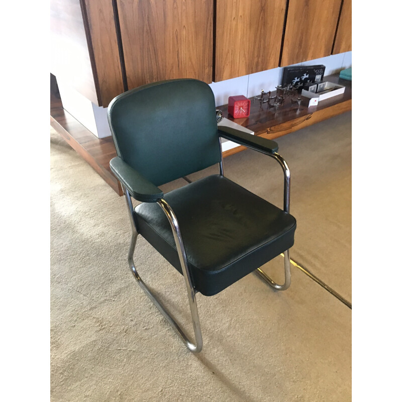 Tubular cantileverd chair in chromed metal - 1950s