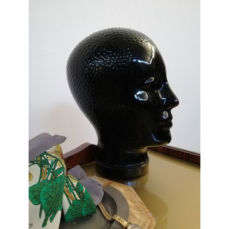 Glass vintage sculpture with head shape by Piero Fornasetti, 1960s