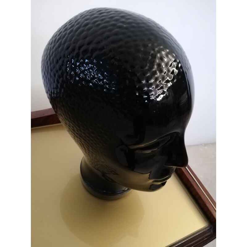 Glass vintage sculpture with head shape by Piero Fornasetti, 1960s